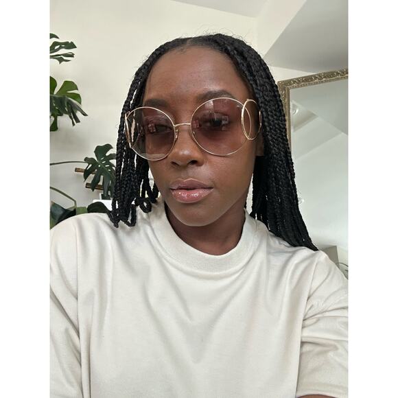 Chloé Gold/Peach Round Sunglasses - Picture 10 of 10